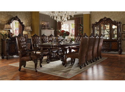 Complete brown dining set dining room suite 10 Chesterfield armchairs table