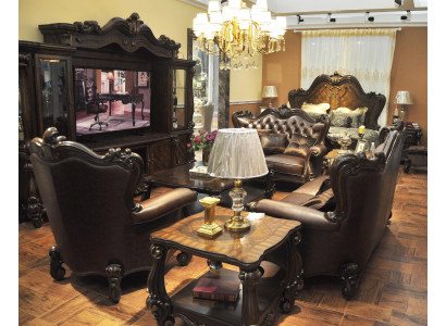 Sofa set 321 seater sofa couch leather suite upholstered set wood baroque