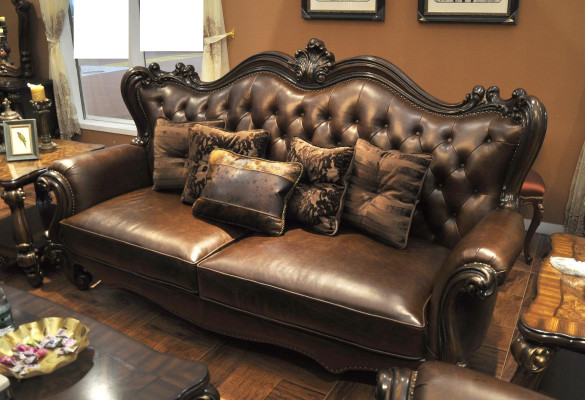 Sofa set 321 seater sofa couch leather suite upholstered set wood baroque