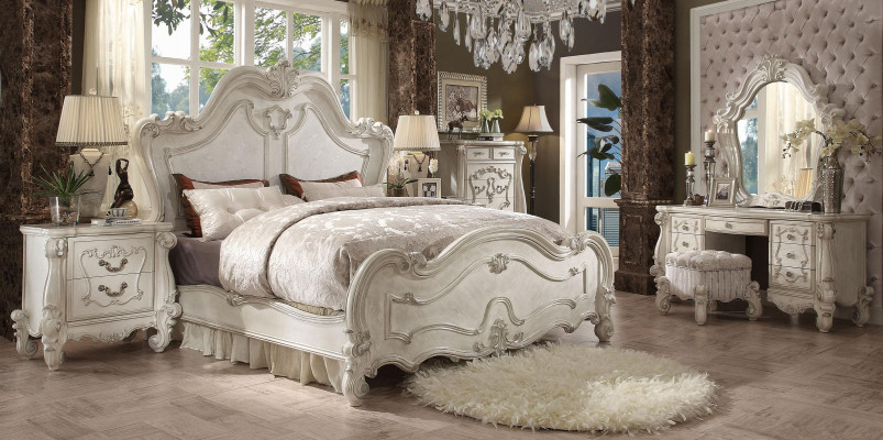 Classic bedroom set bed nightstand stool dressing table mirror