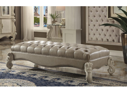 Stool Side Chaise Lounge Footstool Chesterfield Leather Ottoman Baroque Rococo