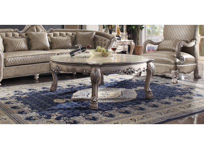 Wood Italian Furniture Classic Style Luxury Beige Coffee Table Living Room Round