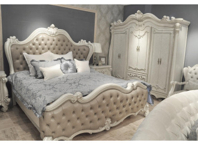 Luxury Classic Bedroom 4pcs. Bed Nightstands Wardrobe