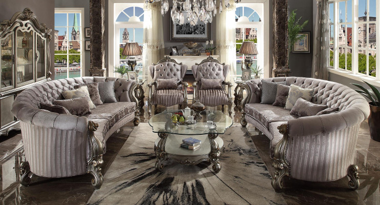 Unique Chesterfield luxury furniture set, 4 pieces: 2 round sofas + 2 armchairs