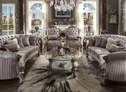 Unique Chesterfield luxury furniture set, 4 pieces: 2 round sofas + 2 armchairs