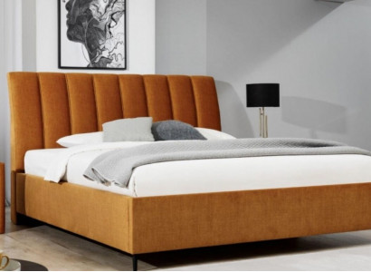Orange bed bedroom upholstery furniture textile modern style beds