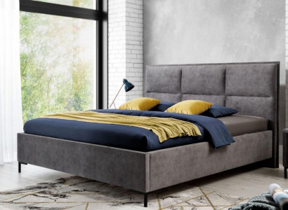 Bed, gray, bedroom, wood, furniture, textile, classical Art Deco style