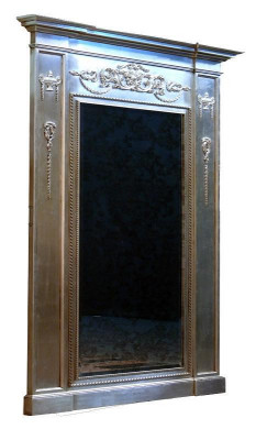 Mirror Silver Baroque XXL Big Wall Mirror Wood 132x14x220cm Frame