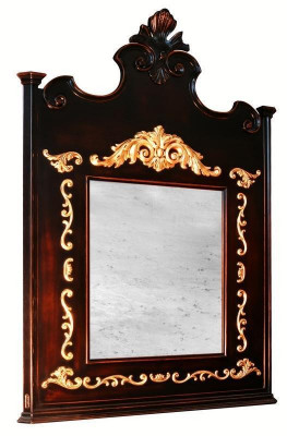 Solid Wood Mirror Wood Frame Wall Mirror Brown Carved Classical Mirror