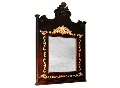 Solid Wood Mirror Wood Frame Wall Mirror Brown Carved Classical Mirror