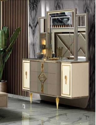 Luxurious furniture in the bedroom Elegant dressing table with mirror New