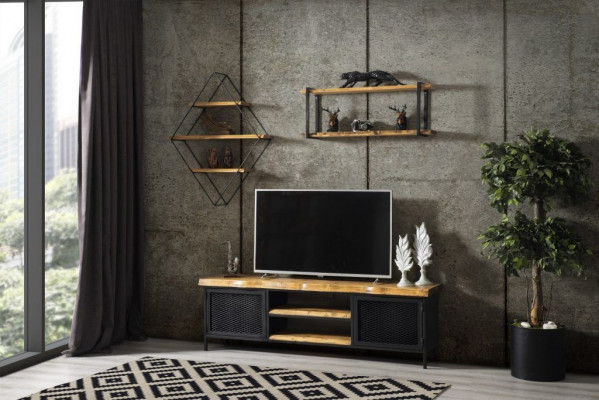 Pioneer Era Furniture Cabinet Sideboard Wood RTV Lowboard Shelf 3-Piece Set