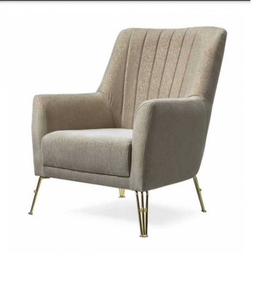 Design Seating Luxury Beige Armchair Relax Wood with Stainless Steel Armchair New