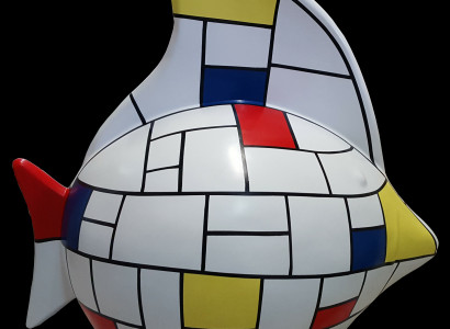 Sculpture Abstract Design Statue Colorful Figures Hand-painted Decoration Fish New