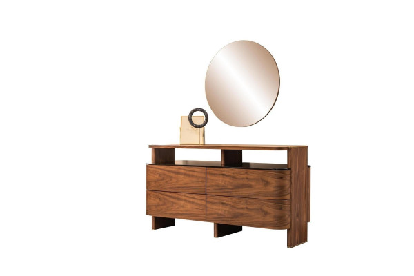 Dressing Table Makeup Table Cosmetic Table Brown Console Mirror Set