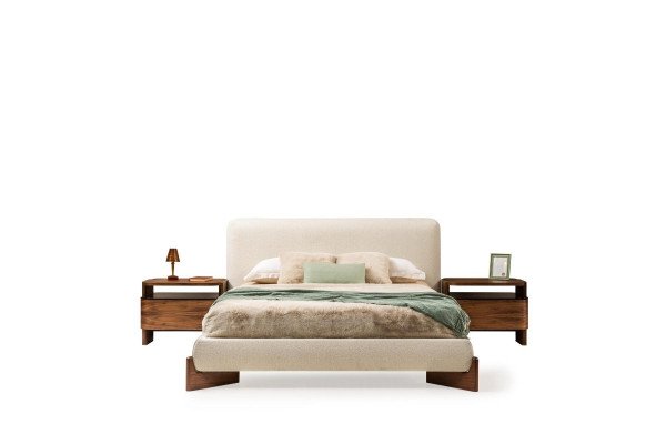 Bedroom set double bed bedside tables 3-piece white design