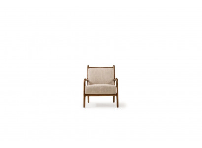 Armchair wing chair living room seat single-seater fabric armchair beige wood