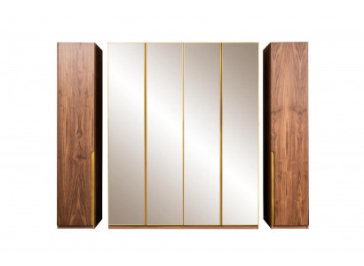 Wooden cabinet mirror wardrobe cloakroom cupboard brown