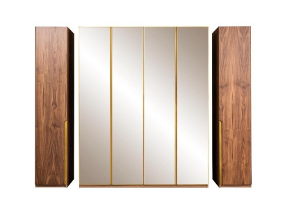Wooden cabinet mirror wardrobe cloakroom cupboard brown