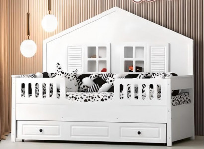 Children's bed wooden bed multifunction bed Extendable white wood bed 90 x 200