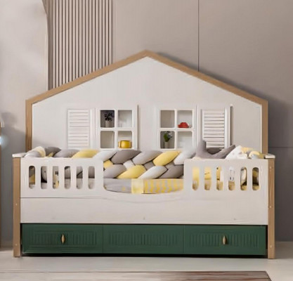 Bed frame children's bed 200 cm bed children's room bed frames light wood