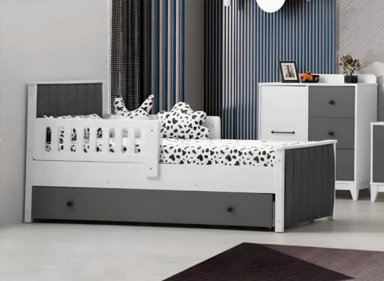 Children's bed, bed, children's room, children's room furniture, bed frame, white wood