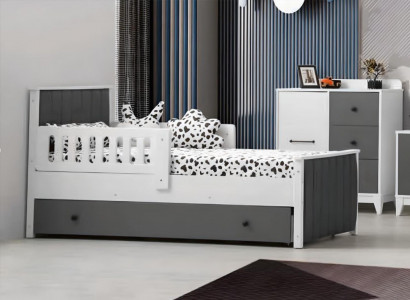 Children's bed, bed, children's room, children's room furniture, bed frame, white wood