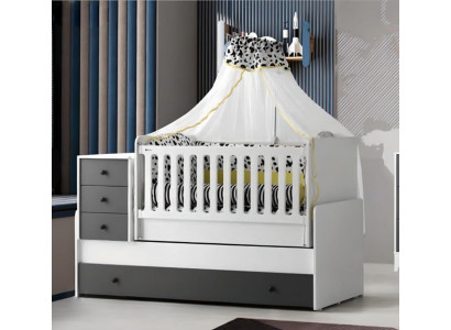 Modern children's bed wooden bed functional bed extendable bed 200 wood white