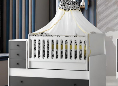 Modern children's bed wooden bed functional bed extendable bed 200 wood white