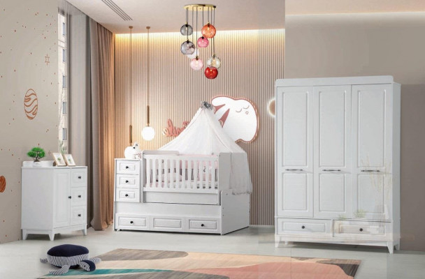 Modern children's bed complete youth room luxury children's room set 3-piece white