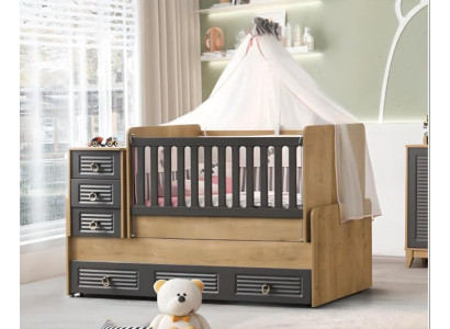 Stylish children's bed luxurious wooden bed gray color exclusive furniture new