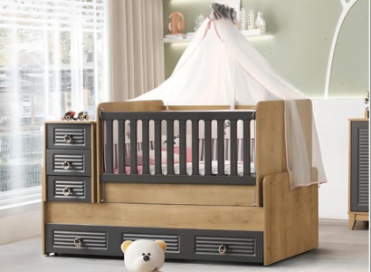 Stylish children's bed luxurious wooden bed gray color exclusive furniture new