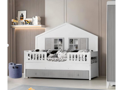 Modern children's bed, gray color, luxurious design furniture for the little ones