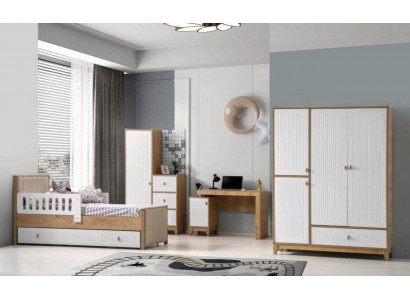 Complete children's room set bed 2x wardrobe table bright 4-piece new