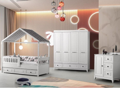 Modern complete youth room luxury children's room set 3-piece white color new