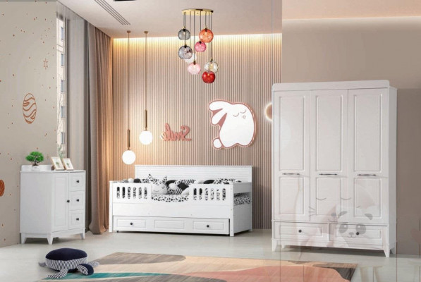Luxurious complete youth room luxury children's room set 3-piece white color