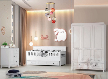 Luxurious complete youth room luxury children's room set 3-piece white color