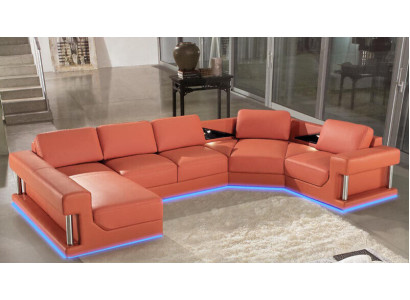 Leather sofa living area couch corner sofa corner set design modern sofa with USB