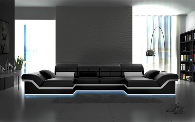 Big couch leather set upholstery new leather sofa XXL corner sofa living landscape