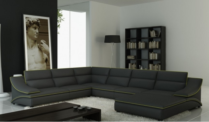 Sectional sofa with USB, leather sofa living area couch seat corner suite U-shape Eltmann