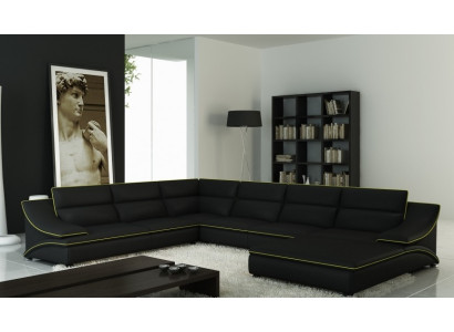 Sectional sofa with USB, leather sofa living area couch seat corner suite U-shape Eltmann