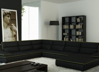 Sectional sofa with USB, leather sofa living area couch seat corner suite U-shape Eltmann