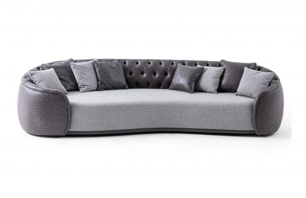 Four-seater Chesterfield sofa, 4-seater, gray fabric sofa, fabric upholstered sofa