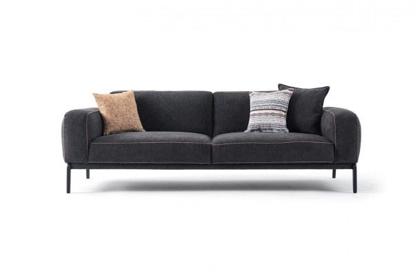 Elegant upholstered sofa, 3-seater couch, three-seater gray fabric modern upholstered sofa