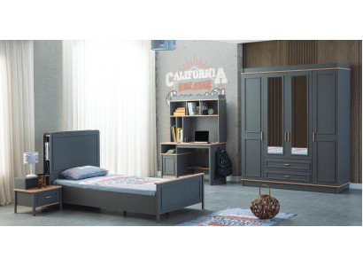 Children's room set bed child's bed children's furniture gray wood 4-piece set