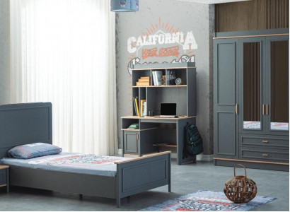 Children's room set bed child's bed children's furniture gray wood 4-piece set
