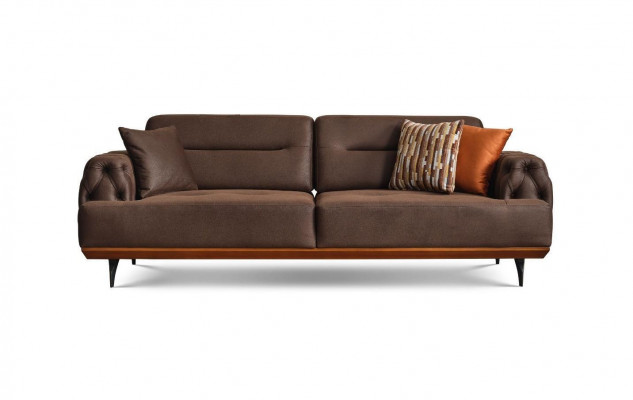 Upholstered Sofa Three-Seater Sofa 3 Seat Couch Brown Fabric Sofa Fabric Modern