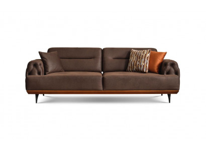 Upholstered Sofa Three-Seater Sofa 3 Seat Couch Brown Fabric Sofa Fabric Modern