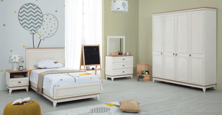 Children's room set bed children's bed children's furniture white wood set of 5 pieces