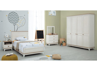 Children's room set bed children's bed children's furniture white wood set of 5 pieces